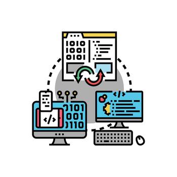 software desarrollo idioma programación codificación proceso concepto vector