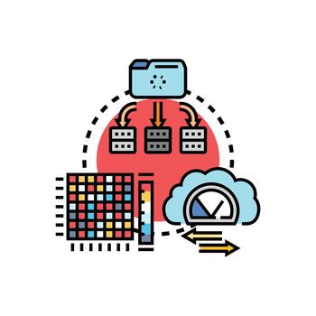 range Rapid network data mapping processing concept vector