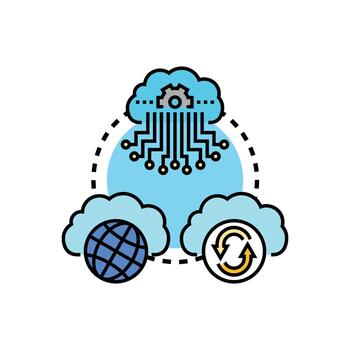 stylized Cloud computing data global network concept vector