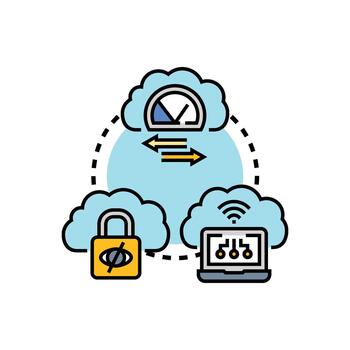 Distributed cloud services computing network variations technology concept vector