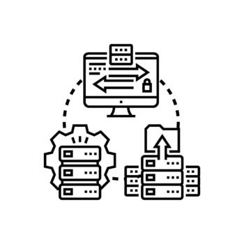 Server database looks interaction mix data processing concept vector