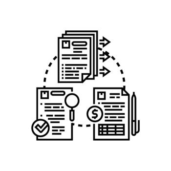Requesting user approval process pack documents application vector