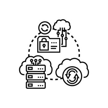 nube. informática almacenamiento y compartiendo datos de forma segura vector