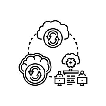 Enterprise it synchronization. data cloud computing network concept vector