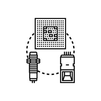 electrónico computadora módulos Procesando. digital tecnología datos vector
