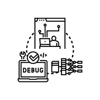 Debugging software errors concepts resolving programming faults styles vector