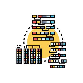 multistyle Bubble pack sort algorithm visualizing data processing steps. vector