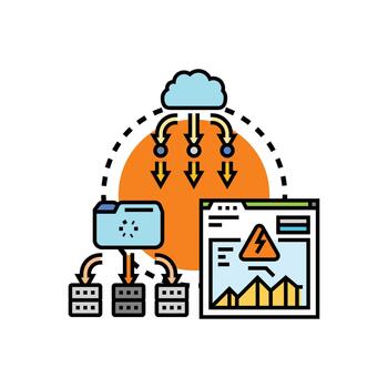 edition Network load distribution concept forms cloud computing. vector