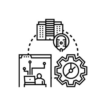 Programming studio setup developing digital technology solutions vector