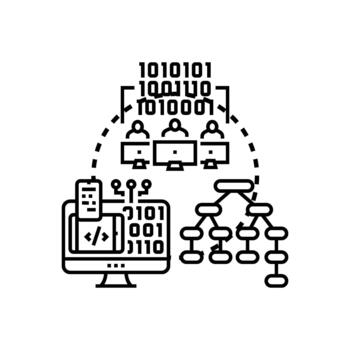 Software coding languages developing digital applications vector