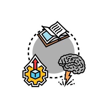 Quick mind brain developing learning process icon vector