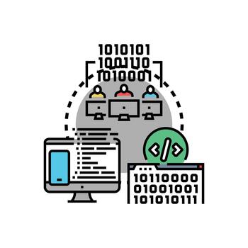 programación equipo desarrollando software. codificación mínimo comandos vector