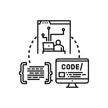 programación. sintaxis paquete creando software desarrollo procesos vector