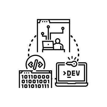 software programación concepto desarrollando digital tecnología. soluciones mira vector