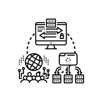 computadora red administración gerente datos. fluir seguridad vector