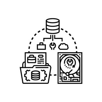 Data integrity verification process. with database management tools vector