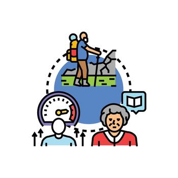 Wisdom sharing knowledge experience. between generations vector