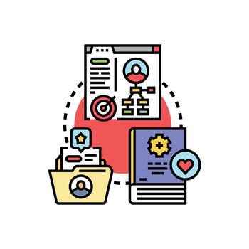 Customer learning. simplified program developing skills modern knowledge vector