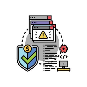 aspecto. solicitud proteccion estilizado seguro software desarrollo proceso vector