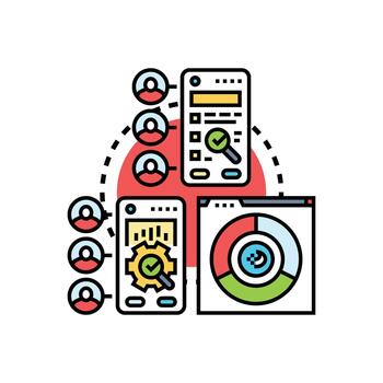 Usability testing process mobile application concepts development. vector
