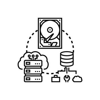 alojado muestra almacenamiento datos nube informática concepto conjunto mínimo. vector
