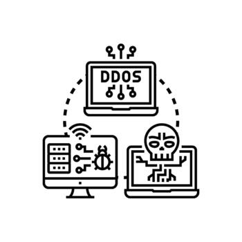 Ddos protection. range concept network multistyle security vector