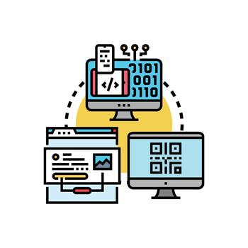 electrónico código retazo desarrollando formas software compilando. datos vector
