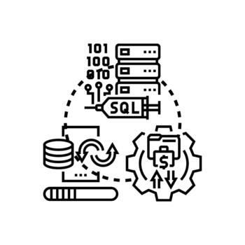 Sql editing tool managing database information. coding vector