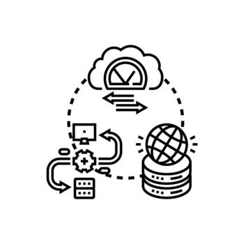 nube conjunto informática servidor base de datos red malla ilustración vector