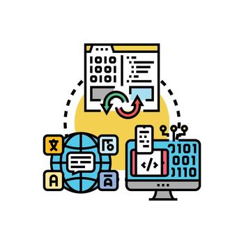 computadora programación idiomas desarrollando web y aplicación software vector