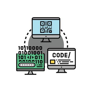 computadora código programación codificación tecnología desarrollo concepto vector