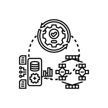 Project implementation process performing simplified data analyzing vector