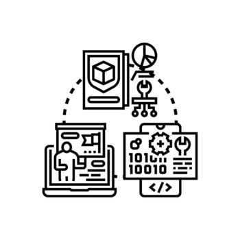 serie solicitud creación desarrollando programación codificación proceso diagrama vector