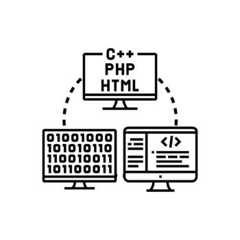 programación idioma emblemas creando codificación desarrollo sistema vector