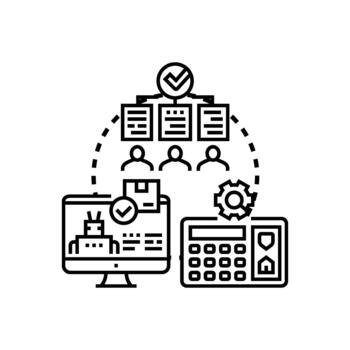 System variations verification process analyzing data users stylized vector