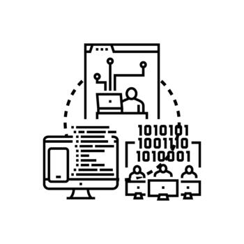 creando software codificación estilos programas con equipo desarrollo vector