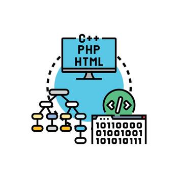 mezcla programación idioma código desarrollo software Ingenieria concepto vector