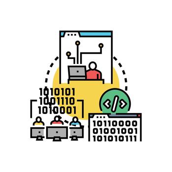software mezcla codificación desarrollo proceso ilustración vector
