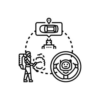 Self navigating robot control software clean programming concept vector