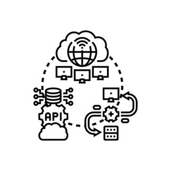 nube estilos informática datos Procesando. máquina aprendizaje concepto vector