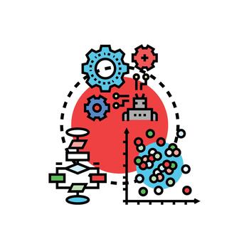 Machine learning training styleset process developing. smart system vector