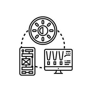 Dark ui mode concept developing application styles interface vector