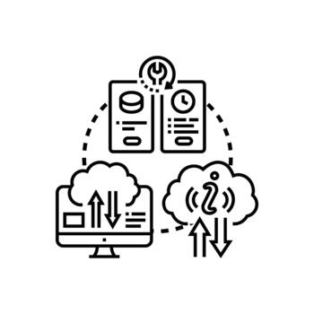 Automatic cloud. backup data synchronization multistyle process vector