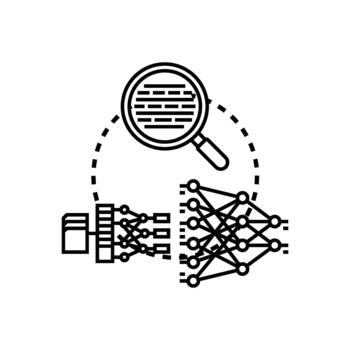 artificial inteligencia texto análisis y datos Procesando. concepto vector