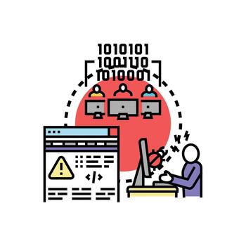 software depuración equipo fijación solicitud errores estilizado vector