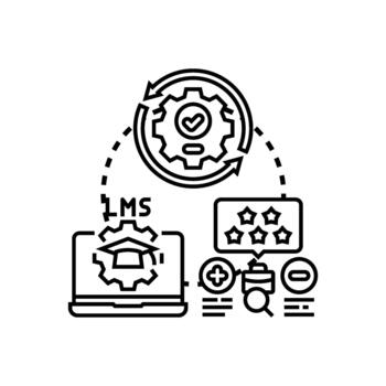 E learning. platform processing implementing educational concepts looks vector