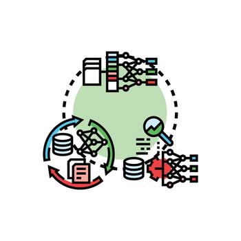 Machine learning insights stylized. artificial intelligence data processing vector