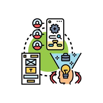 usuario primero diseño proceso. para digital desarrollo vector