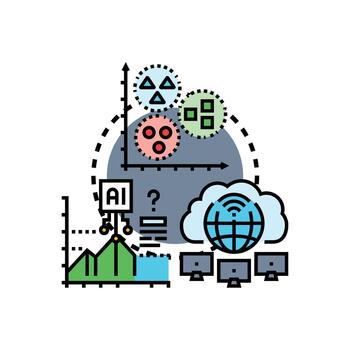 Centralized machine learning model development. process illustration vector