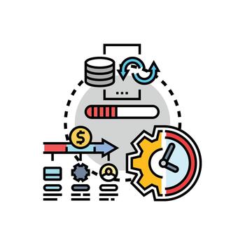 rápido documento Procesando sistema. flujo de trabajo icono concepto vector